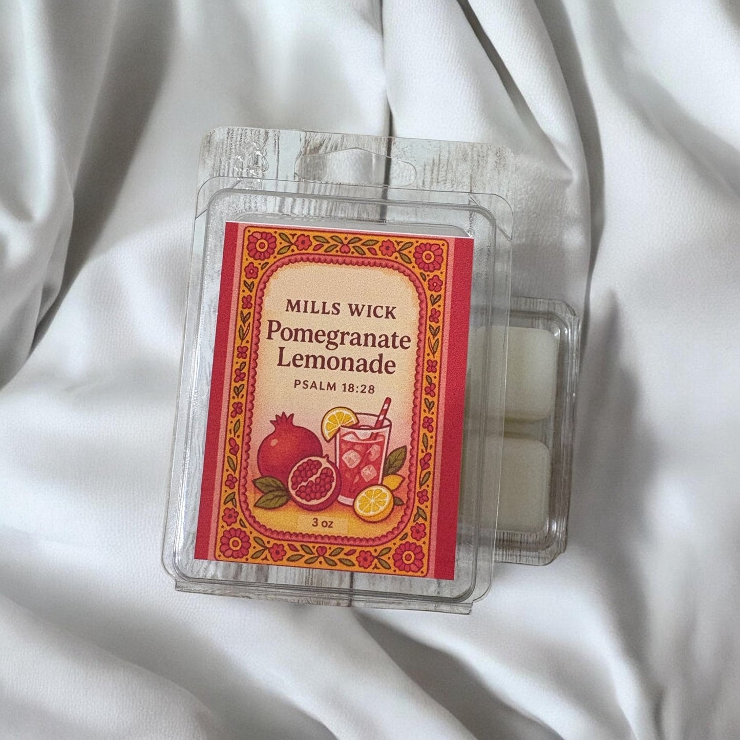 Pomegranate Lemonade Wax Melts – 3 ozMillswickscented candlessoycandlesMills WicklatinaownedPomegranate Lemonade Wax Melts – 3 ozscentedsoycandles