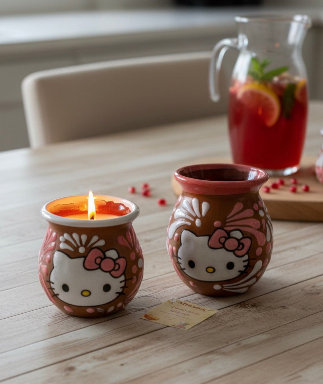 Hello Kitty Candle – Pomegranate Lemonade | 12 oz in Reusable Mexican Mug 🍋MillswicksoycandlesMills WicklatinaownedHello Kitty Candle – Pomegranate Lemonade | 12 oz in Reusable Mexican Mug 🍋scentedsoycandles