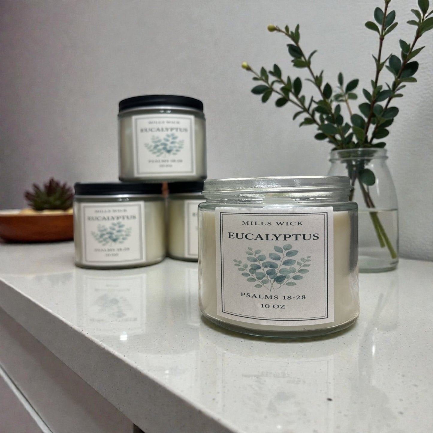 Eucalyptus Refresh: 10oz Soy CandleMillswicksoycandlesMills WicklatinaownedEucalyptus Refresh: 10oz Soy Candlescentedsoycandles