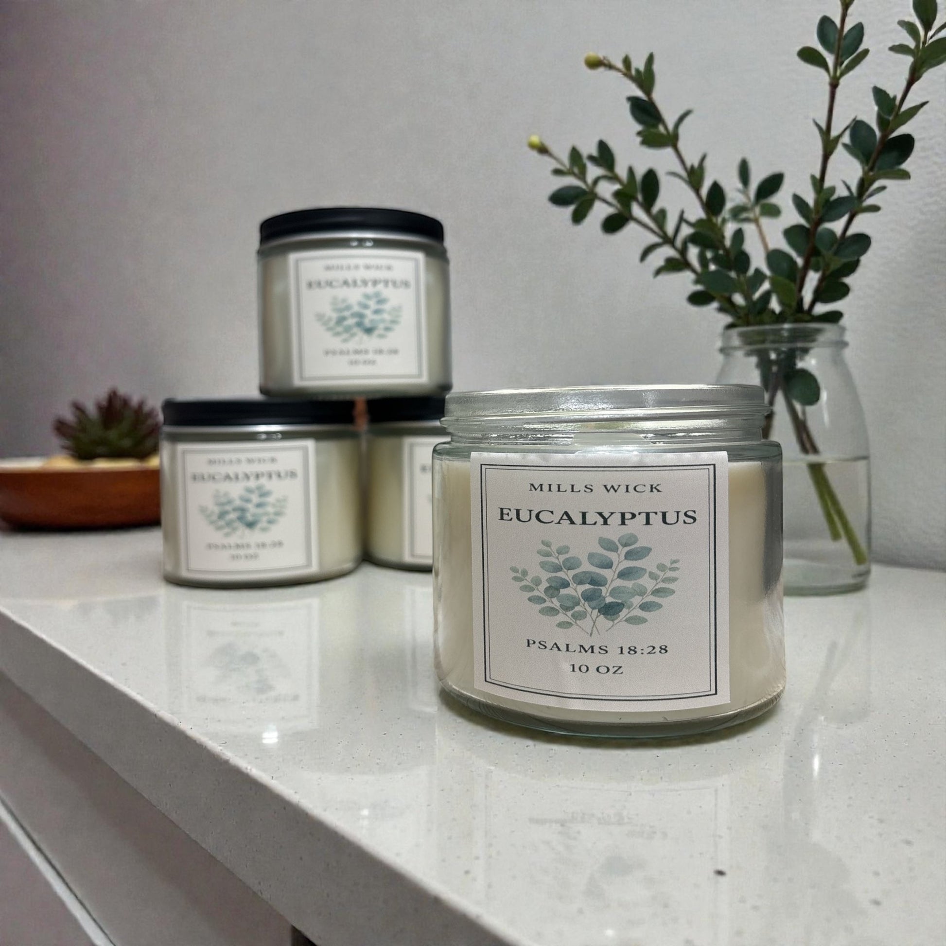Eucalyptus Refresh: 10oz Soy CandleMillswicksoycandlesMills WicklatinaownedEucalyptus Refresh: 10oz Soy Candlescentedsoycandles