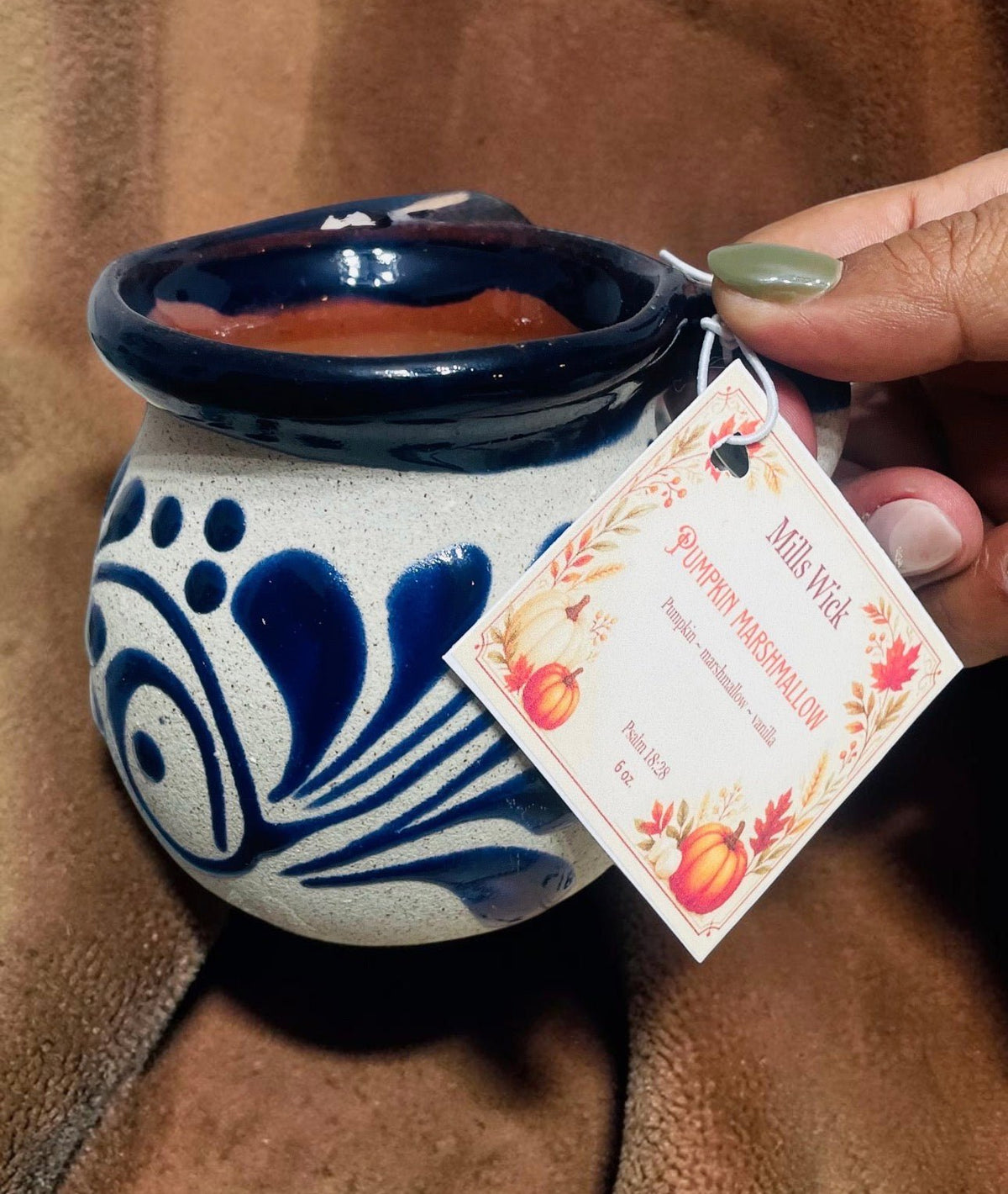 Pumpkin marshmallow 6oz CandleMillswicksoycandlesMills WicklatinaownedPumpkin marshmallow 6oz Candlescentedsoycandles