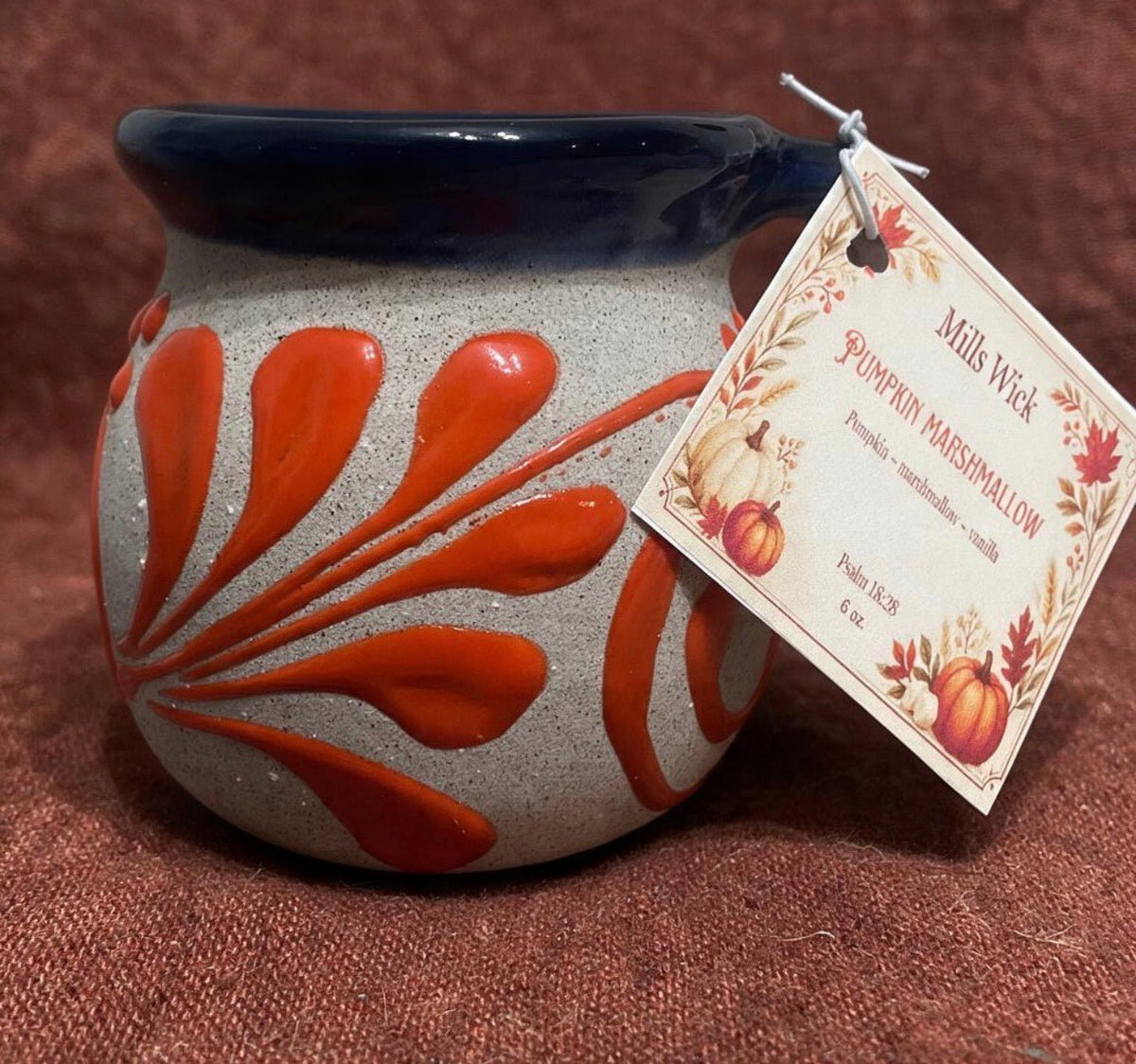 Pumpkin marshmallow 6oz CandleMillswicksoycandlesMills WicklatinaownedPumpkin marshmallow 6oz Candlescentedsoycandles